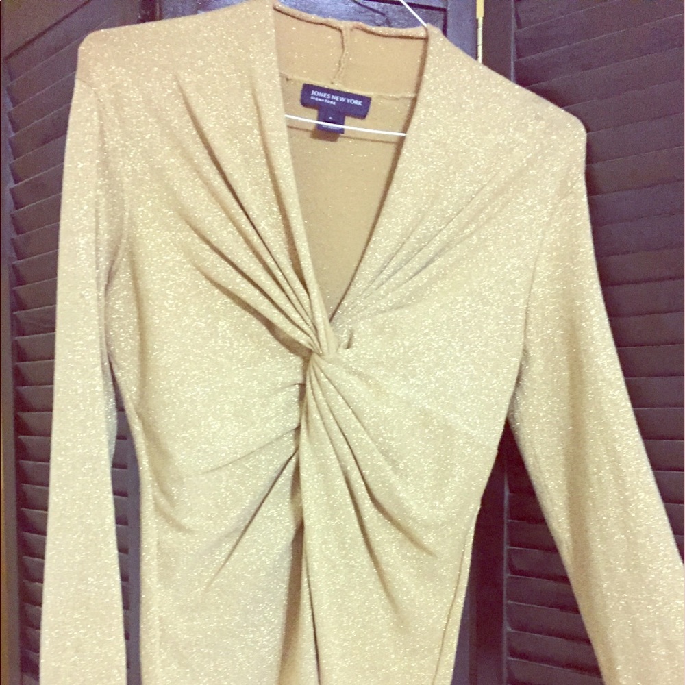 Womens, Jones N.Y, Gold, v-neck, sweater. Size L.